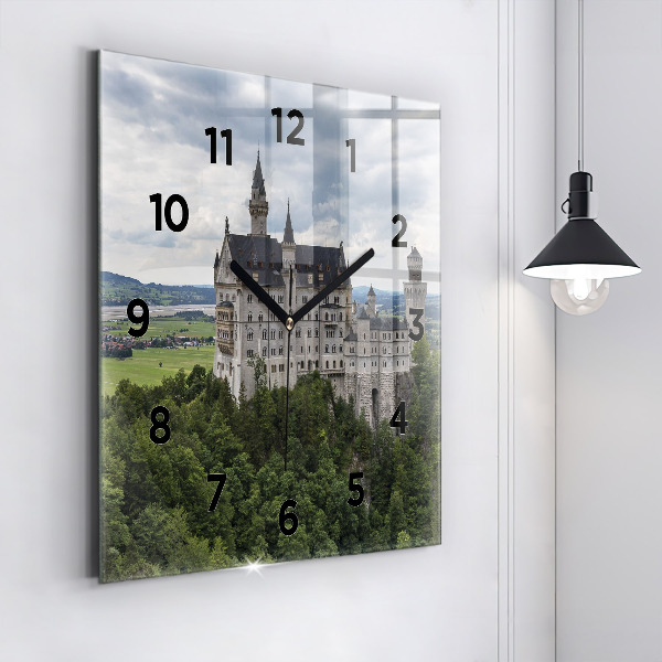 Skleněné hodiny čtvercové Zámek Neuschwanstein