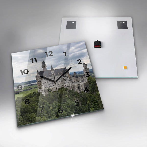 Skleněné hodiny čtvercové Zámek Neuschwanstein