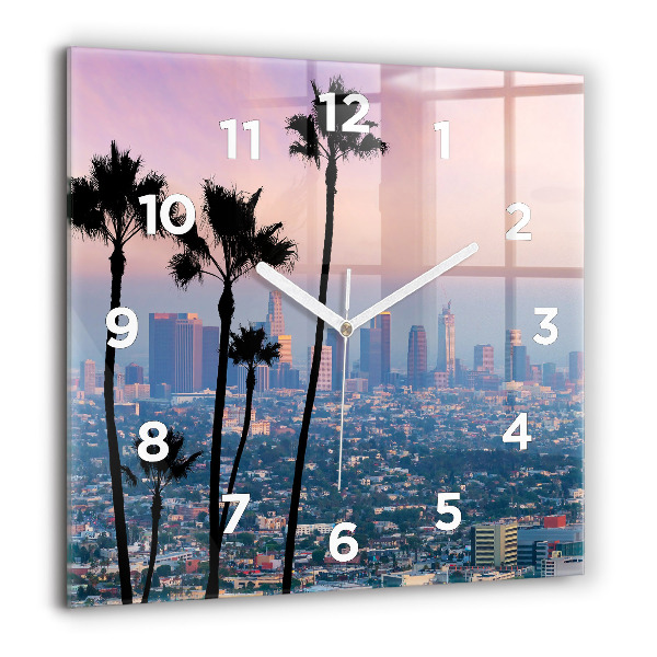 Skleněné hodiny čtvercové Západ slunce v Los Angeles