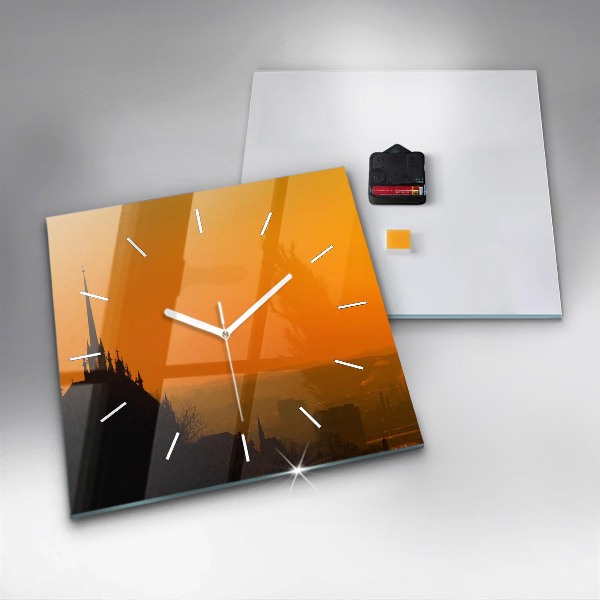 Skleněné hodiny čtvercové Pohled na brněnskou katedrálu