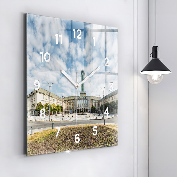 Skleněné hodiny čtvercové Panorama Ostravy