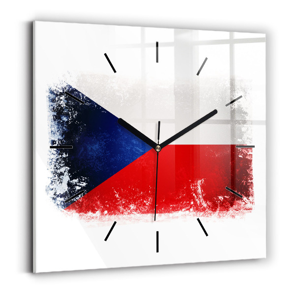 Skleněné hodiny čtvercové Vlajka České republiky
