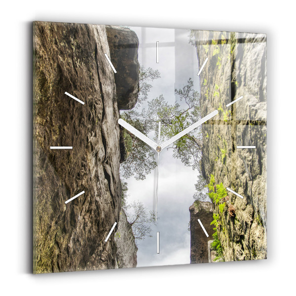 Čtvercové nástěnné hodiny Skalní město v České republice