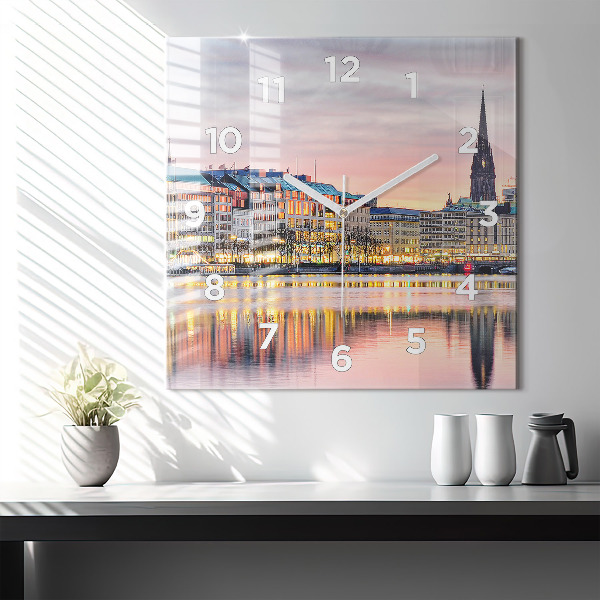 Skleněné hodiny čtvercové Alster v Hamburku