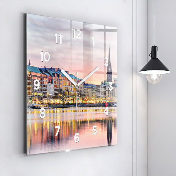 Skleněné hodiny čtvercové Alster v Hamburku