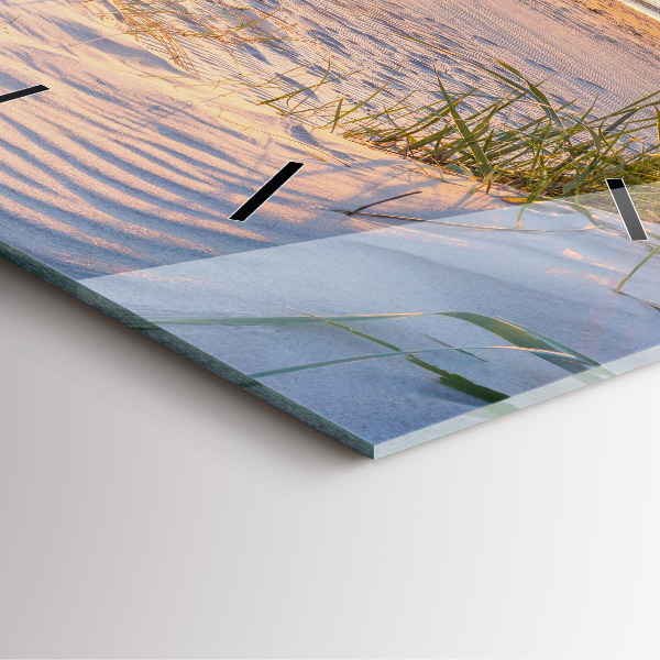 Skleněné hodiny čtvercové Západ slunce nad mořem