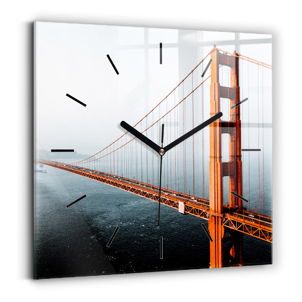 Skleněné hodiny čtvercové Most Golden Gate