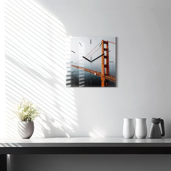 Skleněné hodiny čtvercové Most Golden Gate