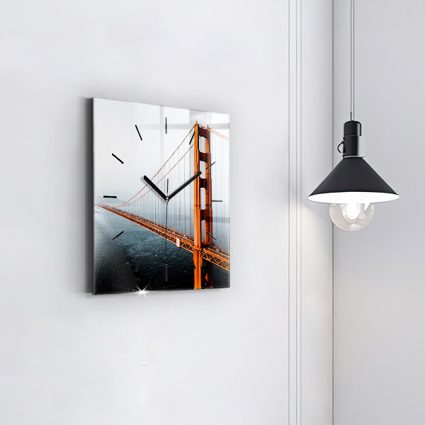 Skleněné hodiny čtvercové Most Golden Gate