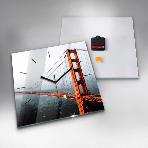 Skleněné hodiny čtvercové Most Golden Gate