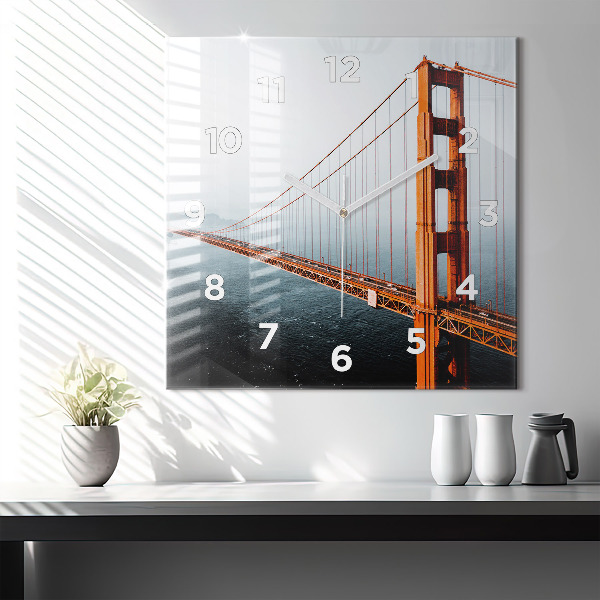 Skleněné hodiny čtvercové Most Golden Gate