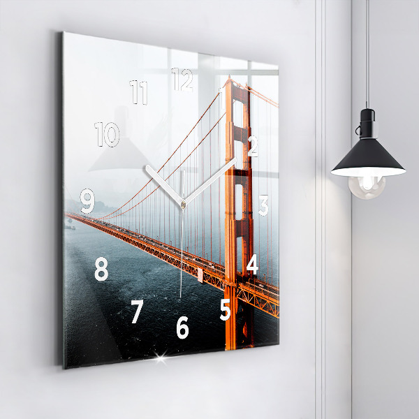 Skleněné hodiny čtvercové Most Golden Gate