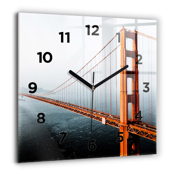 Skleněné hodiny čtvercové Most Golden Gate