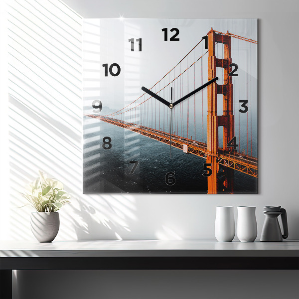 Skleněné hodiny čtvercové Most Golden Gate