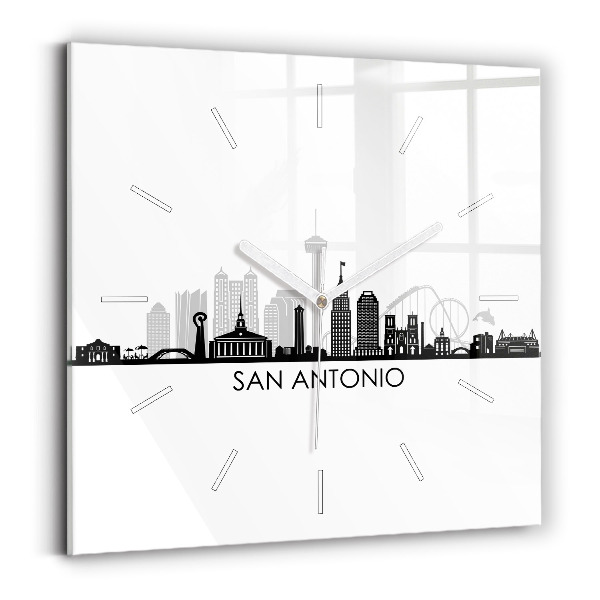 Čtvercové nástěnné hodiny Město San Antonio Texas