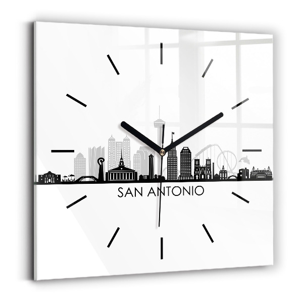 Čtvercové nástěnné hodiny Město San Antonio Texas