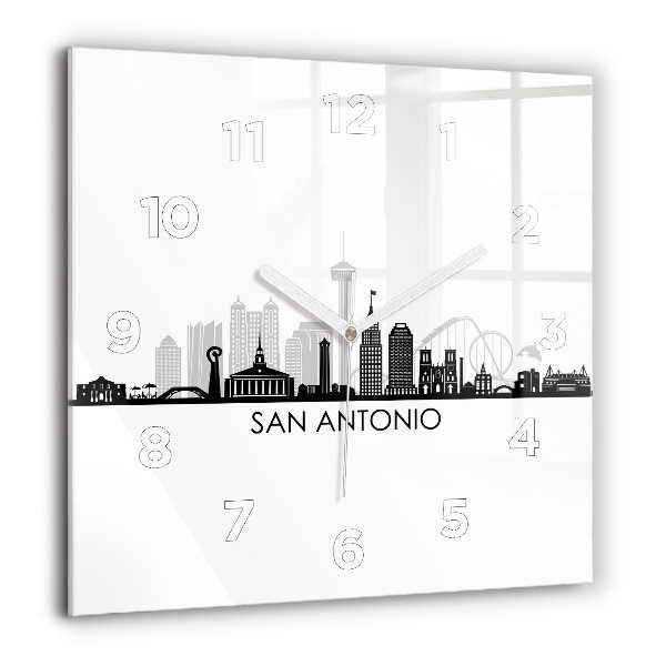 Čtvercové nástěnné hodiny Město San Antonio Texas