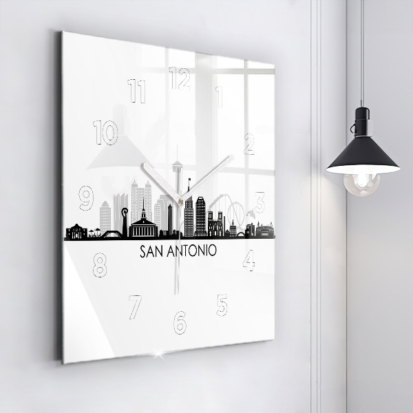 Čtvercové nástěnné hodiny Město San Antonio Texas