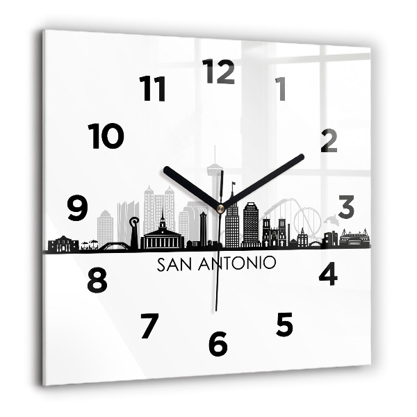 Čtvercové nástěnné hodiny Město San Antonio Texas