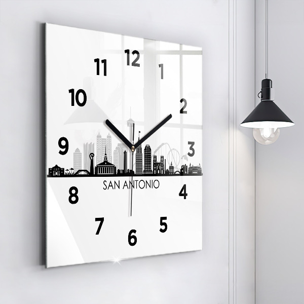 Čtvercové nástěnné hodiny Město San Antonio Texas