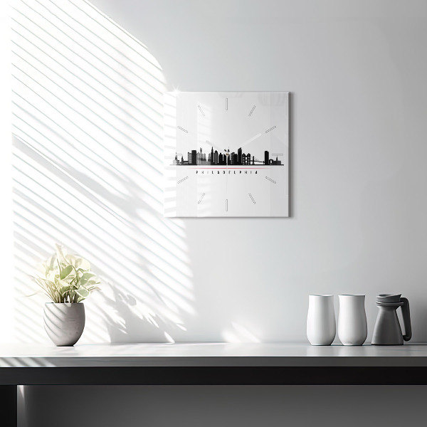 Skleněné hodiny čtvercové Ilustrace Philadelphia