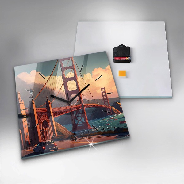 Čtvercové nástěnné hodiny Most v San Franciscu