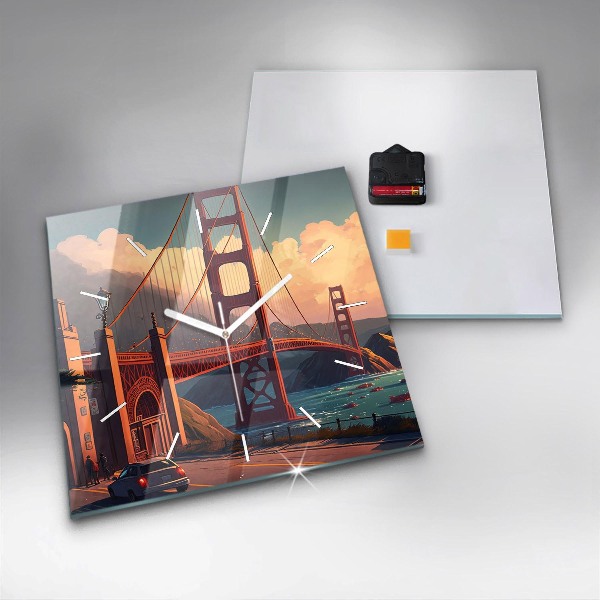 Čtvercové nástěnné hodiny Most v San Franciscu