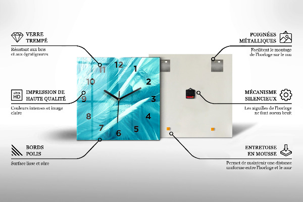 Skleněné hodiny čtvercové Vlajka Francie