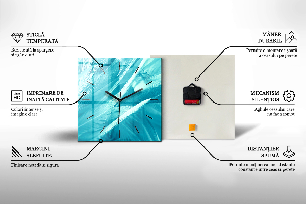 Skleněné hodiny čtvercové Pohled na hory Island