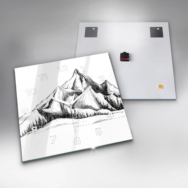 Skleněné hodiny čtvercové Kreslené hory