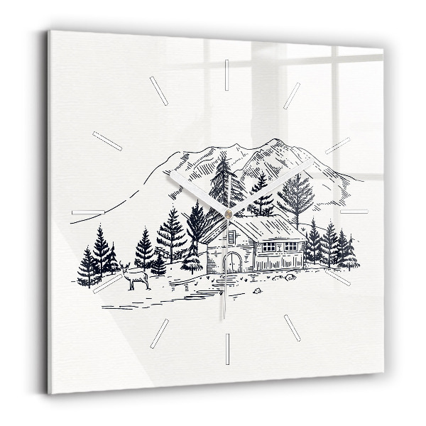 Skleněné hodiny čtvercové Kreslené město