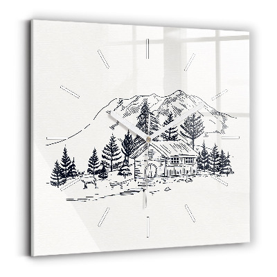 Skleněné hodiny čtvercové Kreslené město