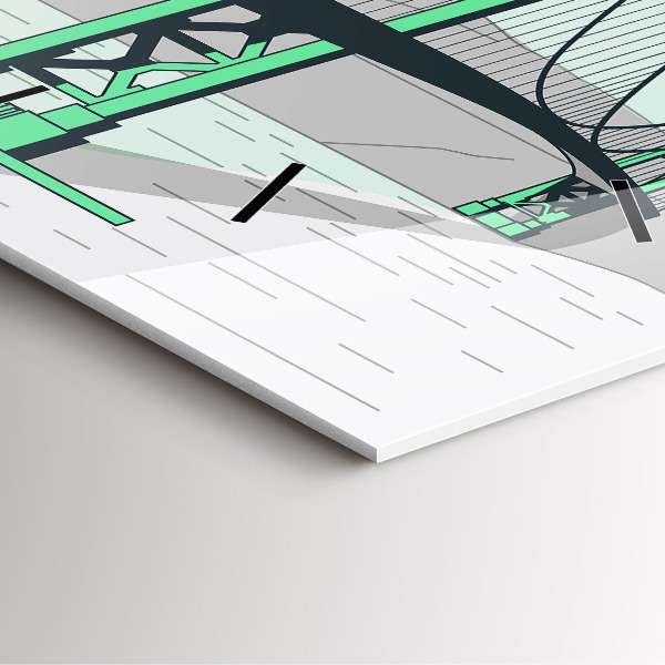 Skleněné hodiny čtvercové Zelený most