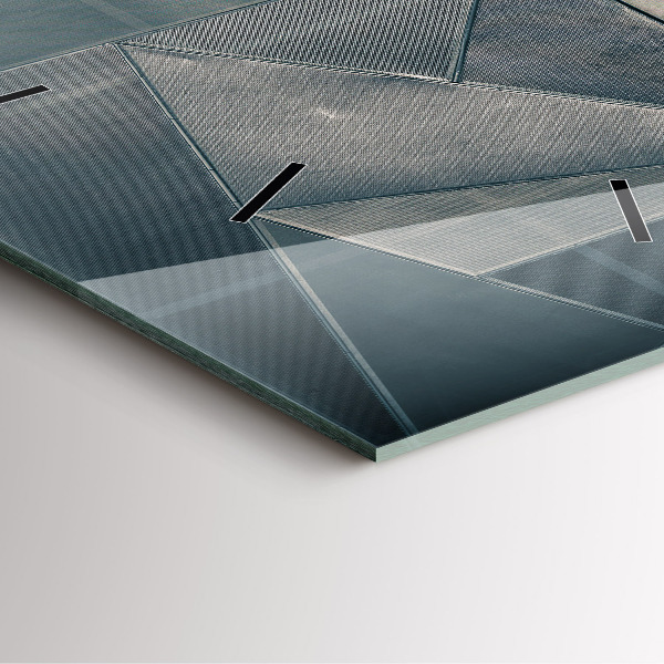 Skleněné hodiny čtvercové Kovové abstraktní trojúhelníky