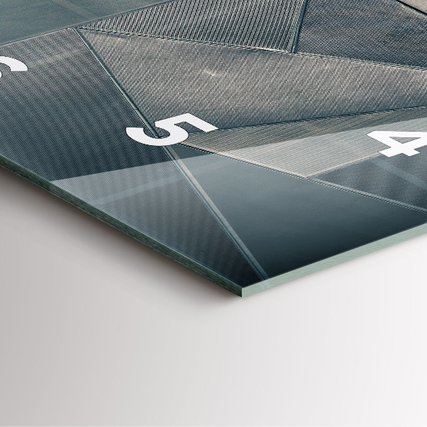 Skleněné hodiny čtvercové Kovové abstraktní trojúhelníky