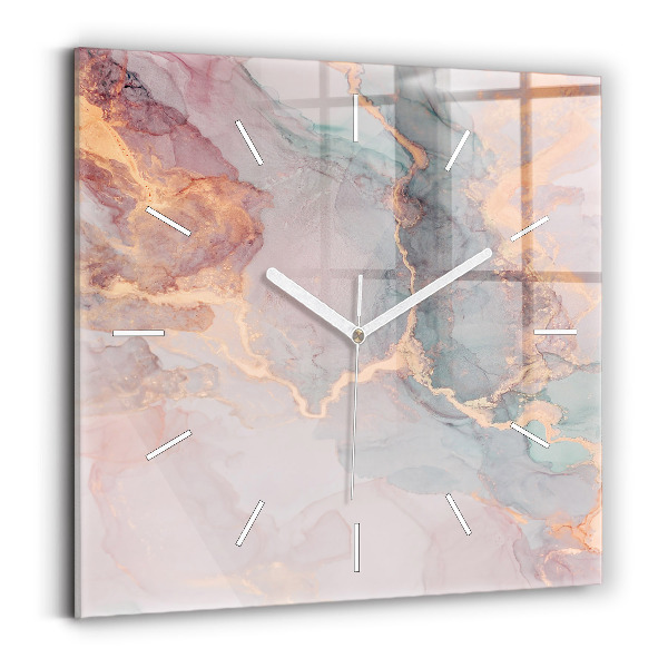 Skleněné hodiny čtvercové Mramorová textura