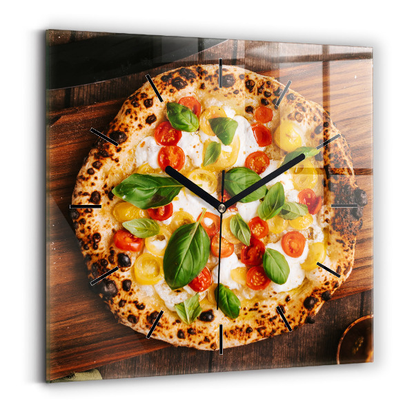 Čtvercové nástěnné hodiny Italská pizza