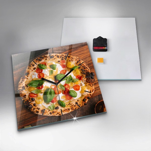 Čtvercové nástěnné hodiny Italská pizza