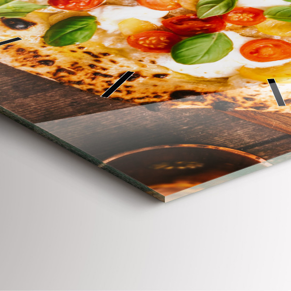 Čtvercové nástěnné hodiny Italská pizza