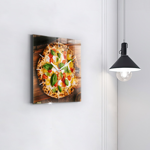 Čtvercové nástěnné hodiny Italská pizza