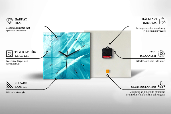 Čtvercové nástěnné hodiny Italská pizza