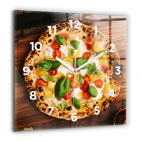 Čtvercové nástěnné hodiny Italská pizza