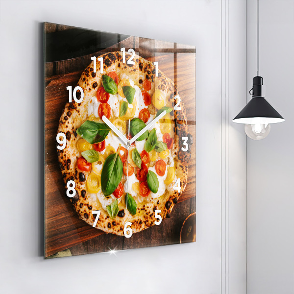 Čtvercové nástěnné hodiny Italská pizza