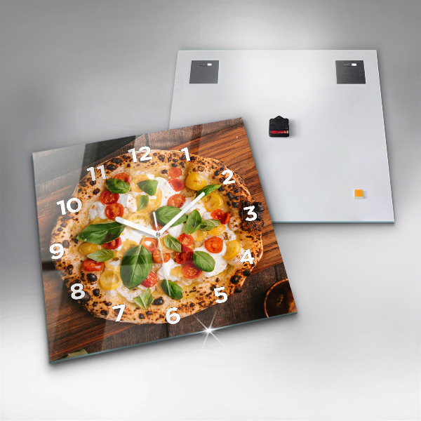 Čtvercové nástěnné hodiny Italská pizza