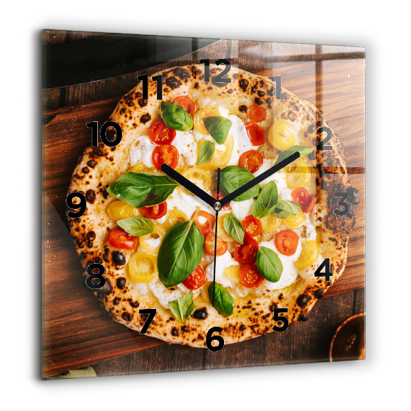 Čtvercové nástěnné hodiny Italská pizza