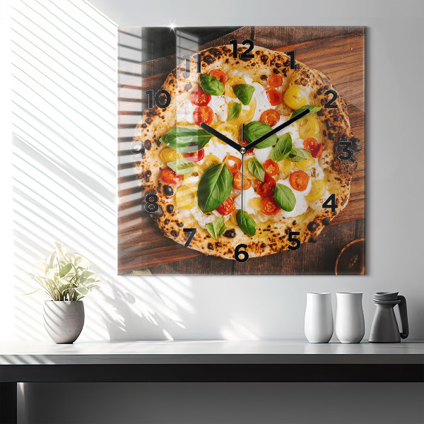 Čtvercové nástěnné hodiny Italská pizza