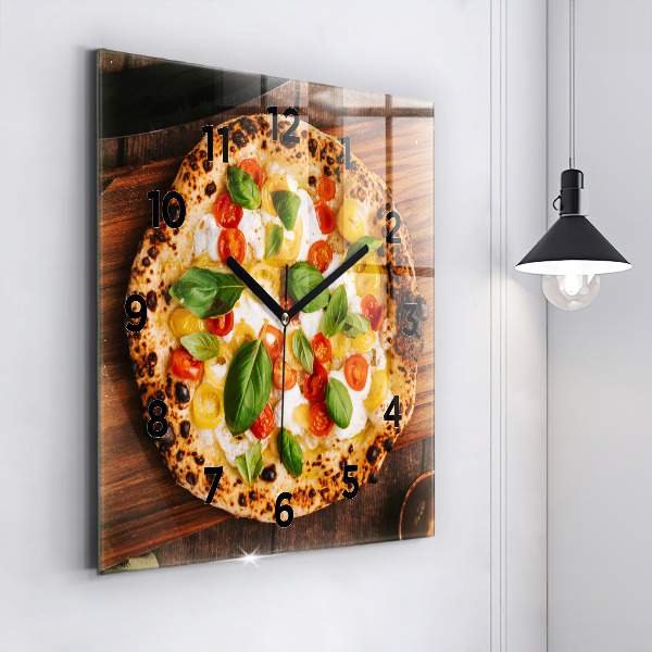 Čtvercové nástěnné hodiny Italská pizza