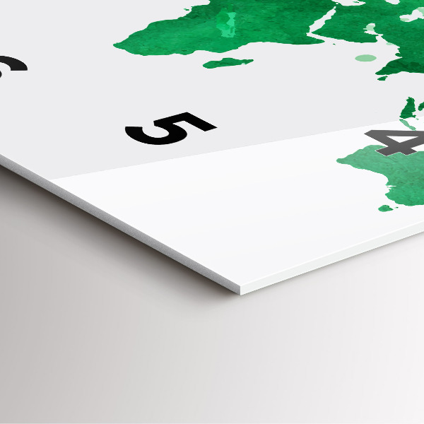 Skleněné hodiny čtvercové Zelená mapa světa