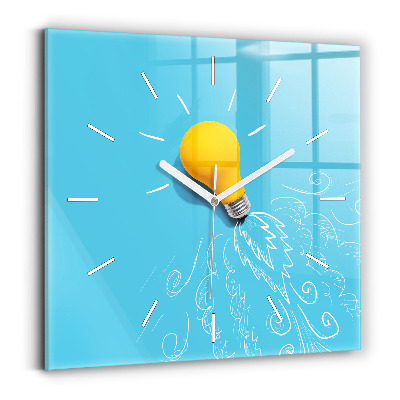 Čtvercové nástěnné hodiny Kresba žárovky