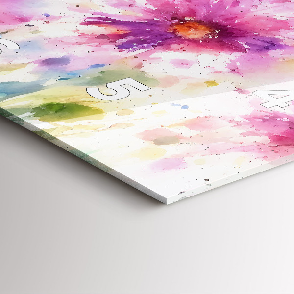 Čtvercové nástěnné hodiny Malované květiny